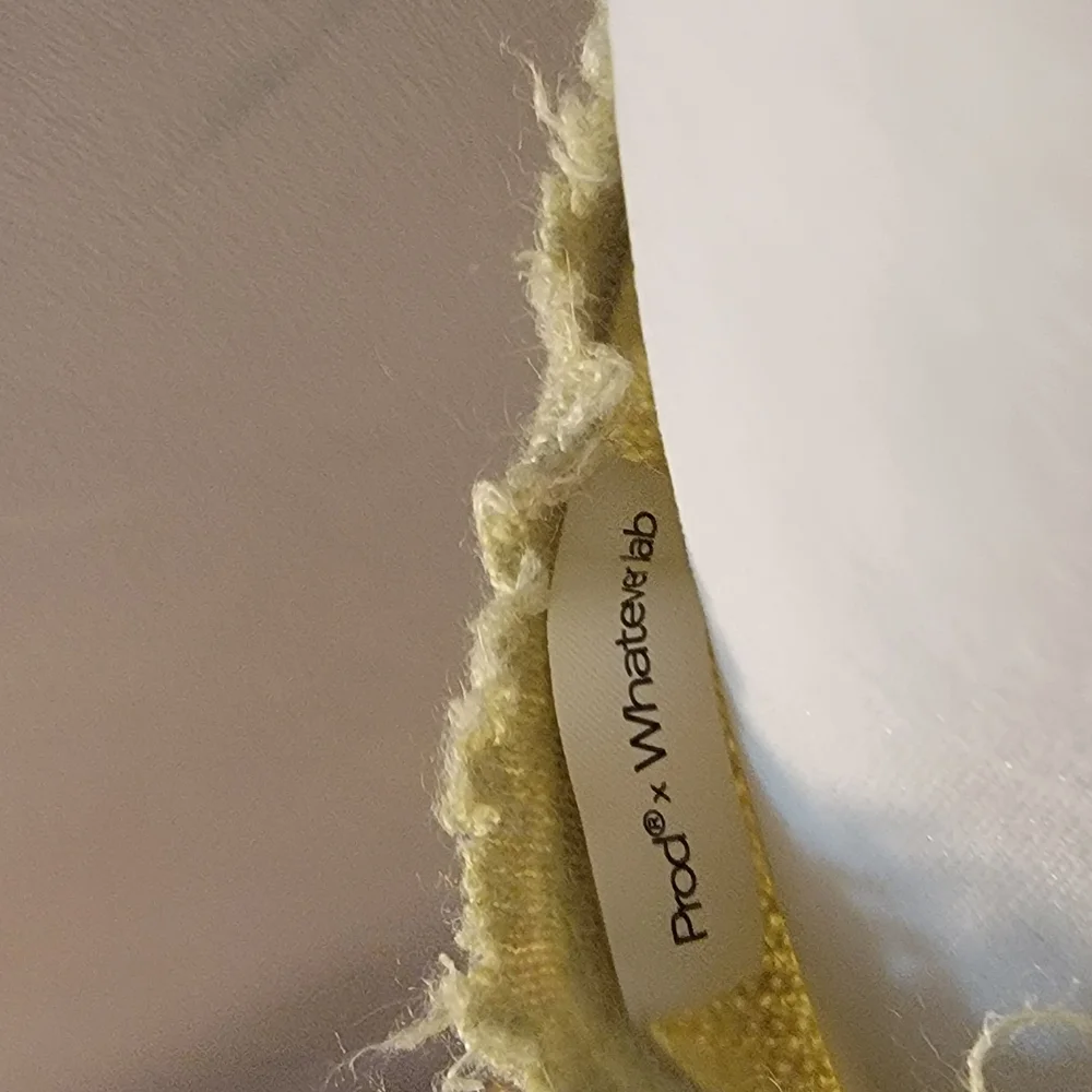 Distressed, Frayed Edge Puppy Sigh Greenish- Yellow Tank Top - Picture 7 of 9